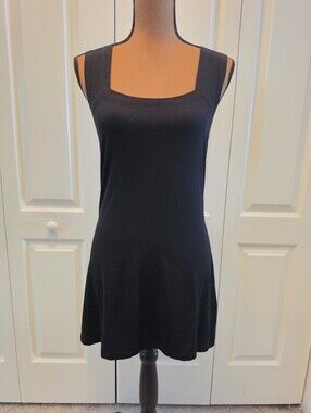 Tricotto Black Square Neck Tunic Dress Size S Small Viscose Tank Top Mini LBD